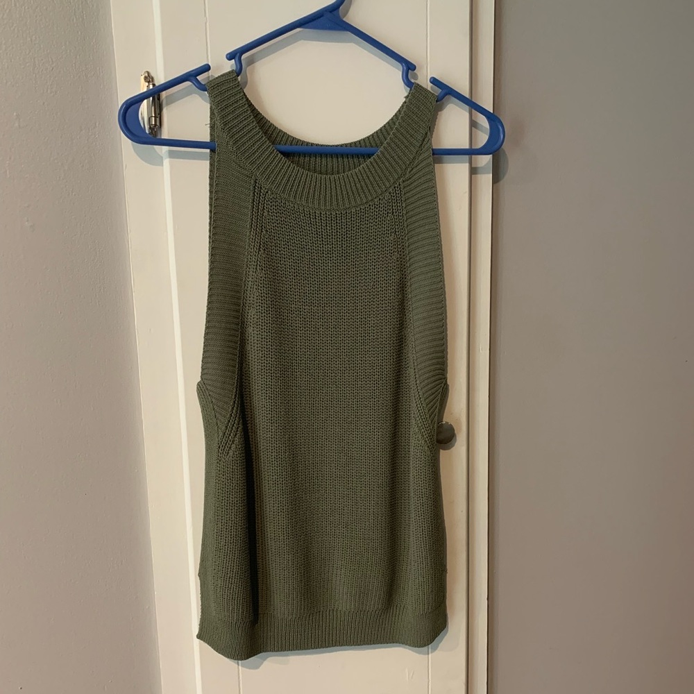 Green knit tank top